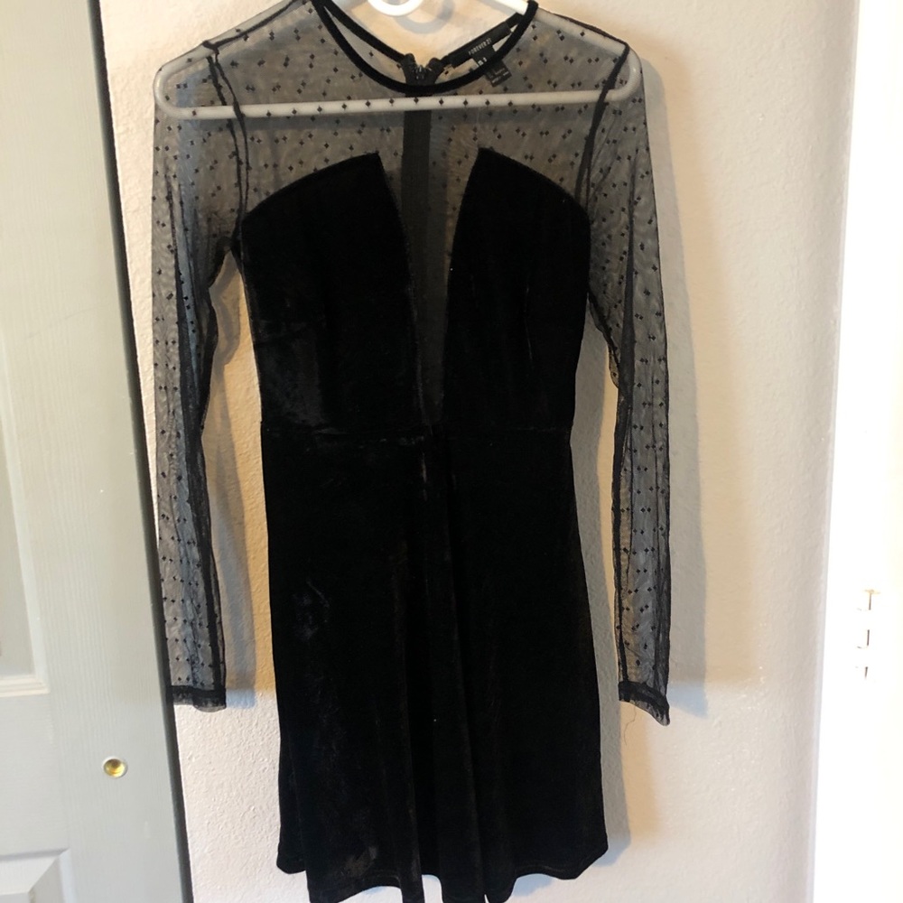 Patterned Dress with Mesh Sleeves